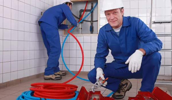 a male plumber fixing a bathroom faucet a male plumber fixing a bathroom faucet