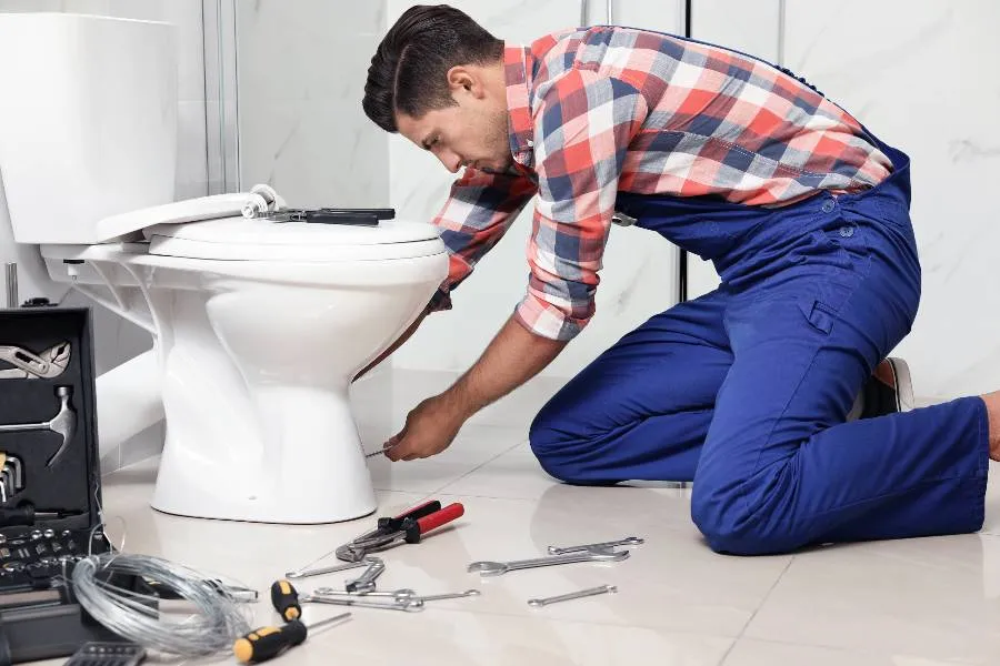 a male plumber fixing a sink pipe a male plumber fixing a sink pipe